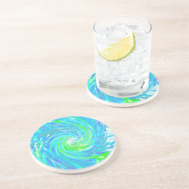 Cooler Abstrakter Retro-Aqua und Kalkgrüner Swirl Getränkeuntersetzer