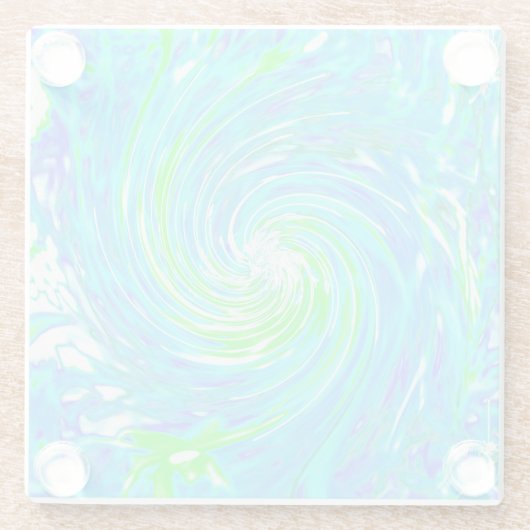 Cooler Abstrakter Retro-Aqua und Kalkgrüner Swirl Glasuntersetzer (Rückseite)