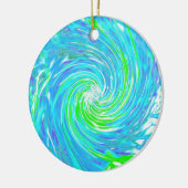 Cooler Abstrakter Retro-Aqua und Kalkgrüner Swirl Keramik Ornament (Links)