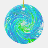 Cooler Abstrakter Retro-Aqua und Kalkgrüner Swirl Keramik Ornament (Hinten)