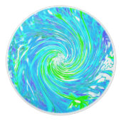 Cooler Abstrakter Retro-Aqua und Kalkgrüner Swirl Keramikknauf (Vorderseite)