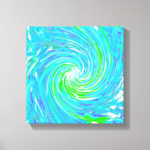 Cooler Abstrakter Retro-Aqua und Kalkgrüner Swirl Leinwanddruck