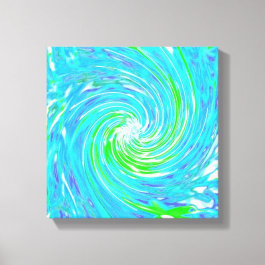Cooler Abstrakter Retro-Aqua und Kalkgrüner Swirl Leinwanddruck (Vorderseite)