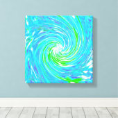 Cooler Abstrakter Retro-Aqua und Kalkgrüner Swirl Leinwanddruck (Insitu (Holzboden))