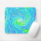 Cooler Abstrakter Retro-Aqua und Kalkgrüner Swirl Mousepad (Mit Mouse)