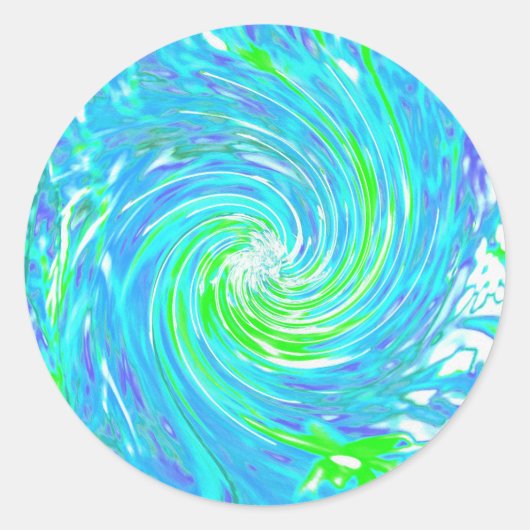 Cooler Abstrakter Retro-Aqua und Kalkgrüner Swirl Runder Aufkleber (Vorderseite)