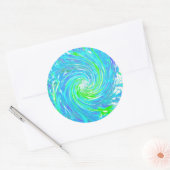 Cooler Abstrakter Retro-Aqua und Kalkgrüner Swirl Runder Aufkleber (Umschlag)