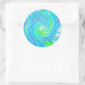 Cooler Abstrakter Retro-Aqua und Kalkgrüner Swirl Runder Aufkleber (Tasche)
