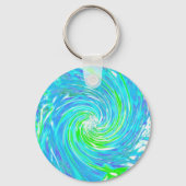 Cooler Abstrakter Retro-Aqua und Kalkgrüner Swirl Schlüsselanhänger (Rückseite)