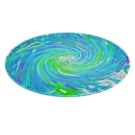 Cooler Abstrakter Retro-Aqua und Kalkgrüner Swirl Schneidebrett (Ecke)