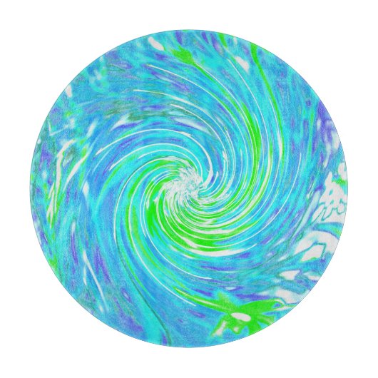 Cooler Abstrakter Retro-Aqua und Kalkgrüner Swirl Schneidebrett (Vorderseite)
