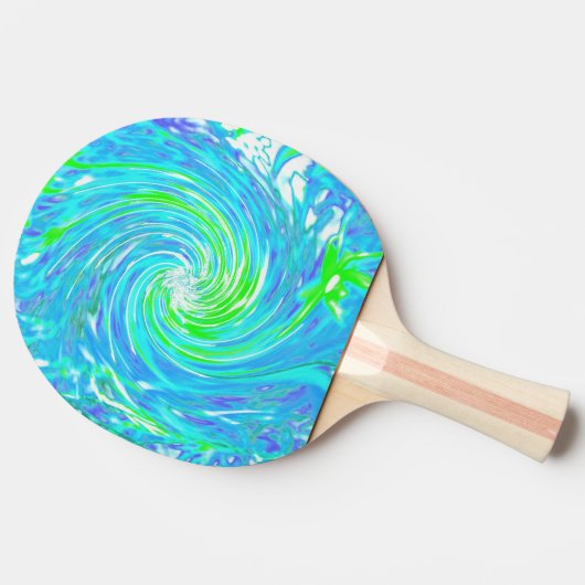 Cooler Abstrakter Retro-Aqua und Kalkgrüner Swirl Tischtennis Schläger (Seitenansicht)