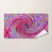 Cooler Abstrakter Retro Hot Pink und Roter Blütenw Badhandtuch Set (Handtuch)