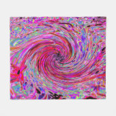 Cooler Abstrakter Retro Hot Pink und Roter Blütenw Fleecedecke (Vorderseite (Horizontal))