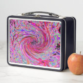 Cooler Abstrakter Retro Hot Pink und Roter Blütenw Metall Brotdose (Beispiel)