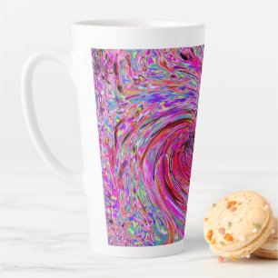 Cooler Abstrakter Retro Hot Pink und Roter Blütenw Milchtasse