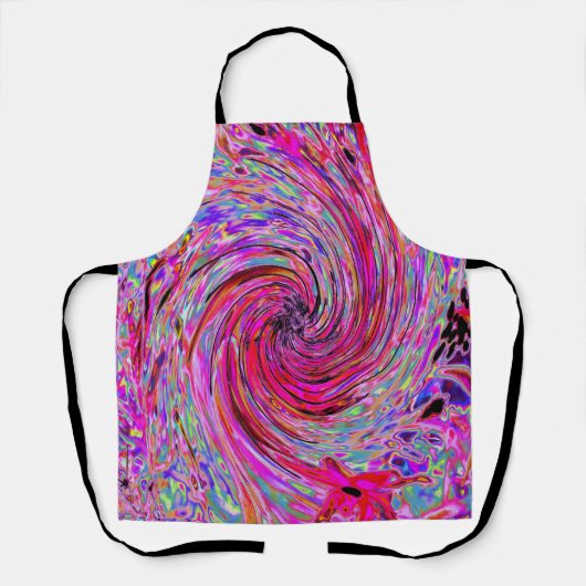 Cooler Abstrakter Retro Hot Pink und Roter Blütenw Schürze (Vorderseite)