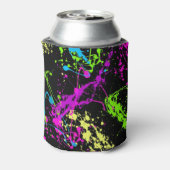 Cooler Abstrakter Retro-Regenbogen Paint Spritzer  Dosenkühler (Kanne Rückseite)