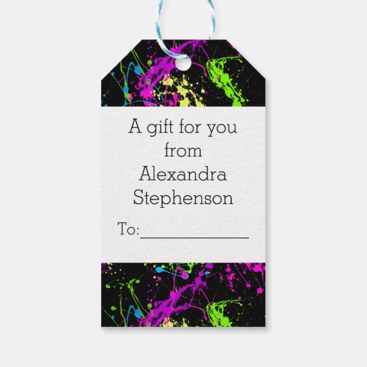 Cooler Abstrakter Retro-Regenbogen Paint Spritzer Geschenkanhänger (Rückseite)