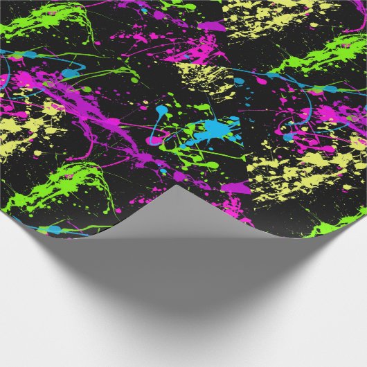 Cooler Abstrakter Retro-Regenbogen Paint Spritzer Geschenkpapier (Ecke)