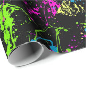 Cooler Abstrakter Retro-Regenbogen Paint Spritzer Geschenkpapier (Rolleneckpunkt)