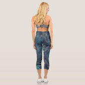 Cooler Abstrakter Retro-Schwarz und Aquamariner ko Capri Leggings (Rückseite)