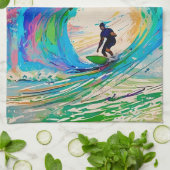 Cooler Abstrakter Surfer in Barrel Wave Geschirrtuch (Gefaltet)