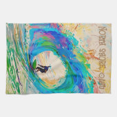 Cooler Abstrakter Surfer in Barrel Wave Geschirrtuch (Horizontal)