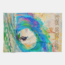 Cooler Abstrakter Surfer in Barrel Wave Geschirrtuch