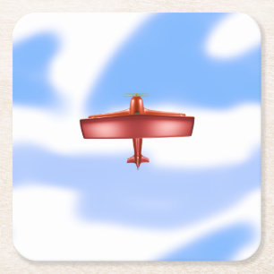Cooler Adventurous Red Biplane Fun Sky Paper Unter Rechteckiger Pappuntersetzer