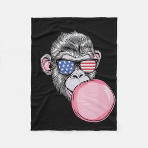 Cooler Affe mit amerikanischen Fahnen am 4. Juli Fleecedecke