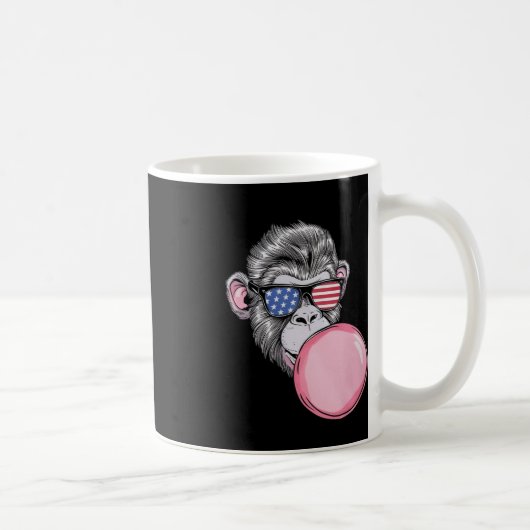 Cooler Affe mit amerikanischen Fahnen am 4. Juli Kaffeetasse (Rechts)
