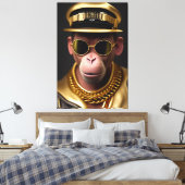 Cooler Affe mit Goldkette und Sonnenbrille Leinwanddruck (Insitu (Schlafzimmer))