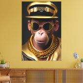 Cooler Affe mit Goldkette und Sonnenbrille Leinwanddruck (Insitu (Wohnzimmer))
