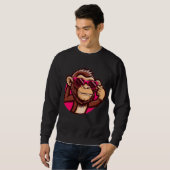 Cooler Affe schwarzer Sweatshirt (Vorne ganz)