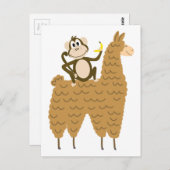 Cooler Affen auf dem Llama Postkarte (Vorne/Hinten)