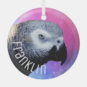 Cooler afrikanischer Papagei Rosa Lila Pet Bird Na Ornament Aus Glas