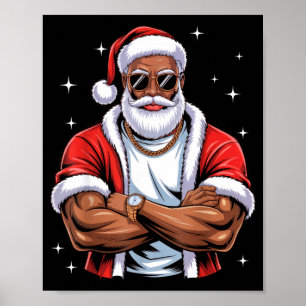 Cooler afroamerikanischer Weihnachtsmann schwarze Poster