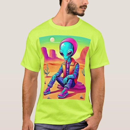Cooler Alien Wüstenchill T-Shirt (Vorderseite)