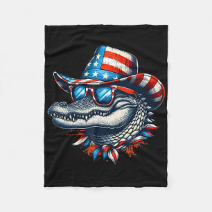 Cooler Alligator 4. Juli Unabhängigkeitstag USA Fleecedecke