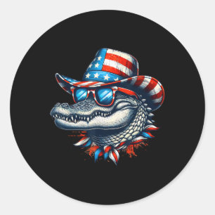 Cooler Alligator 4. Juli Unabhängigkeitstag Usa Me Runder Aufkleber