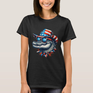 Cooler Alligator 4. Juli Unabhängigkeitstag USA T-Shirt