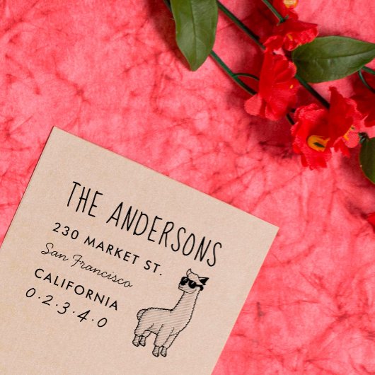 Cooler Alpaca Familienname und Rücksendeadresse Gummistempel