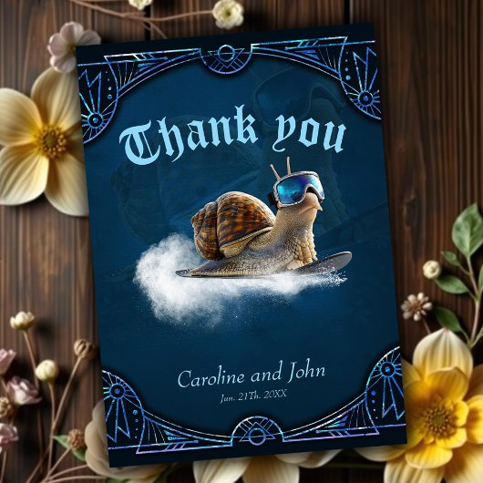 Cooler als die Erholung, die Snowboardsnail. Dankeskarte