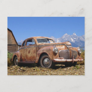 Cooler alter Vintager Stall, um Auto zu finden Postkarte