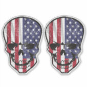 Cooler amerikanischer Flaggenschädel Aufkleber (Vorderseite)