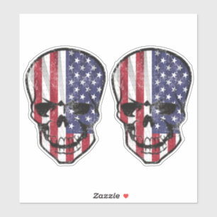 Cooler amerikanischer Flaggenschädel Aufkleber