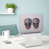 Cooler amerikanischer Flaggenschädel Aufkleber (Laptop auf Schreibtisch)