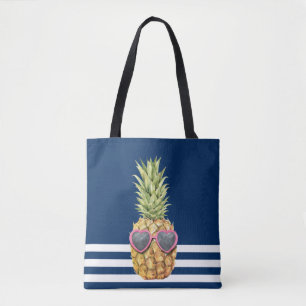 Cooler Ananas Nautical Navy Blau Streifen Tasche