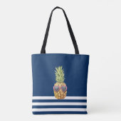 Cooler Ananas Nautical Navy Blau Streifen Tasche (Rückseite)